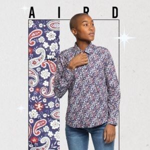 Peau De Loup | Paisley Long Sleeve Cotton Blouse Size 14